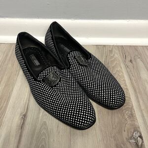 Stacy Adams Loafers Men’s 10 Swagger Black & Silver Studded Slip On Dress